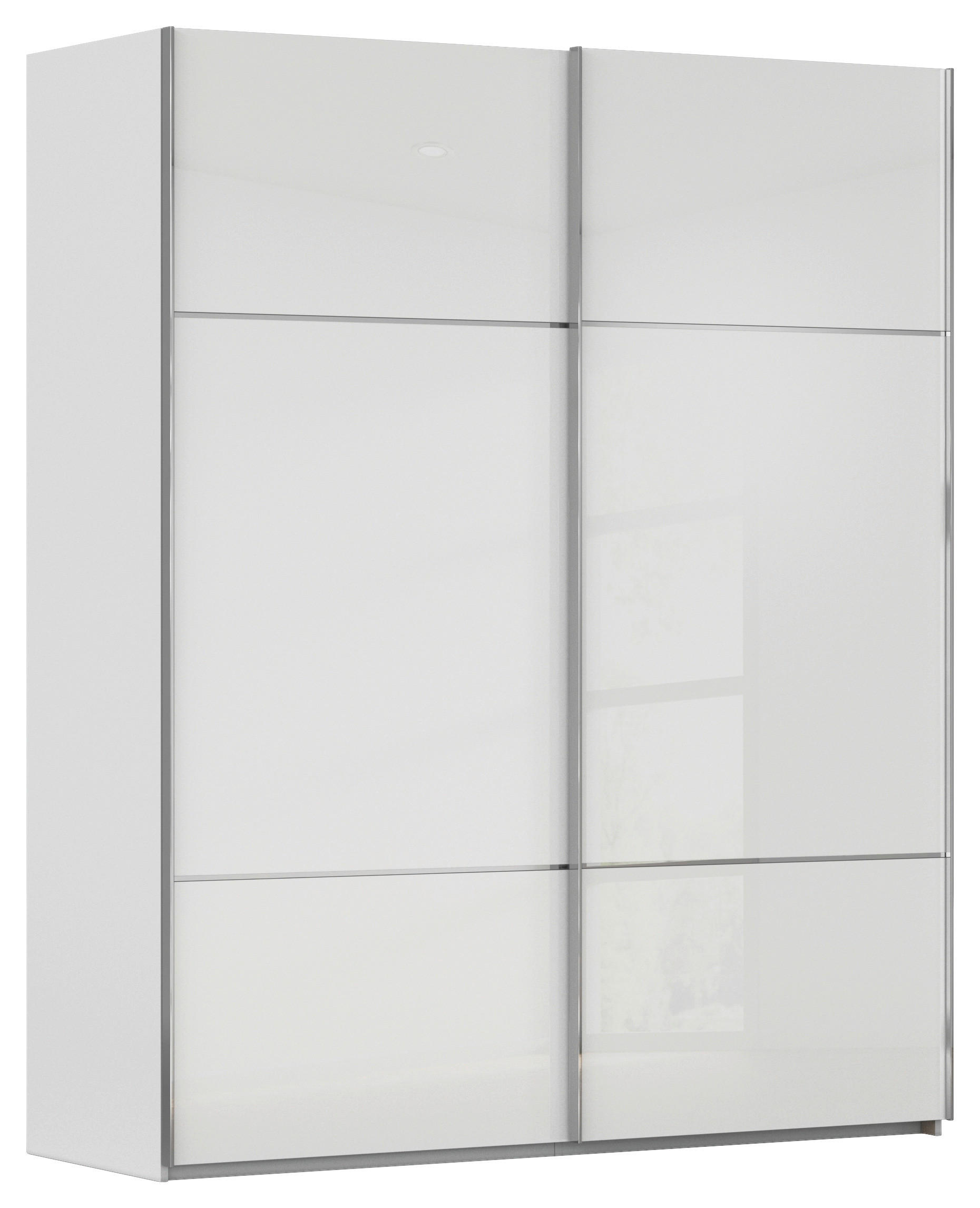 SCHWEBETÜRENSCHRANK 162/223/68 cm,  in Grau, Weiß, 2 Tür(en)  - Chromfarben/Weiß, KONVENTIONELL, Glas/Holzwerkstoff (162/223/68cm) - Novel