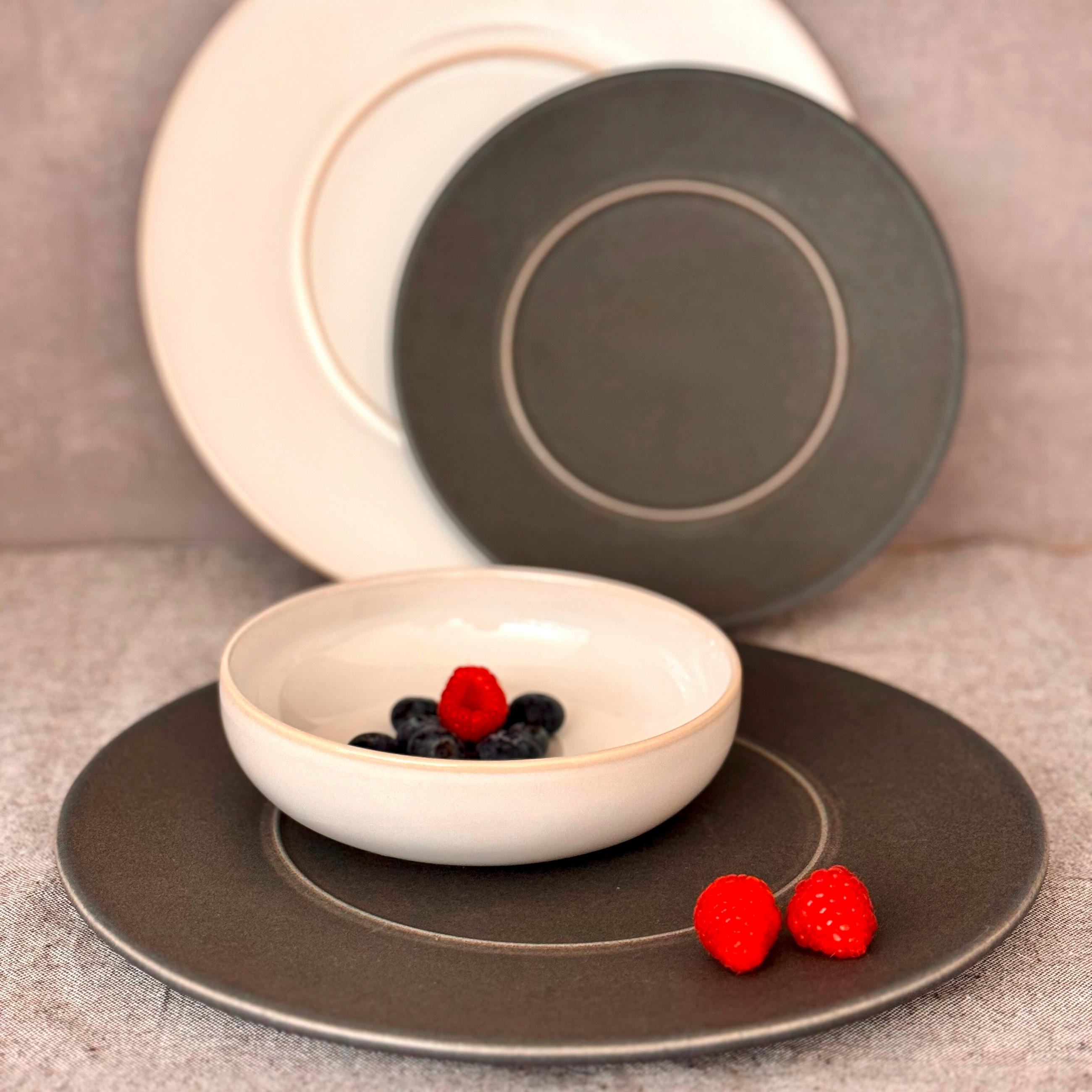 TELLERSET Unico 4-teilig  - Anthrazit, Basics, Keramik - Mäser
