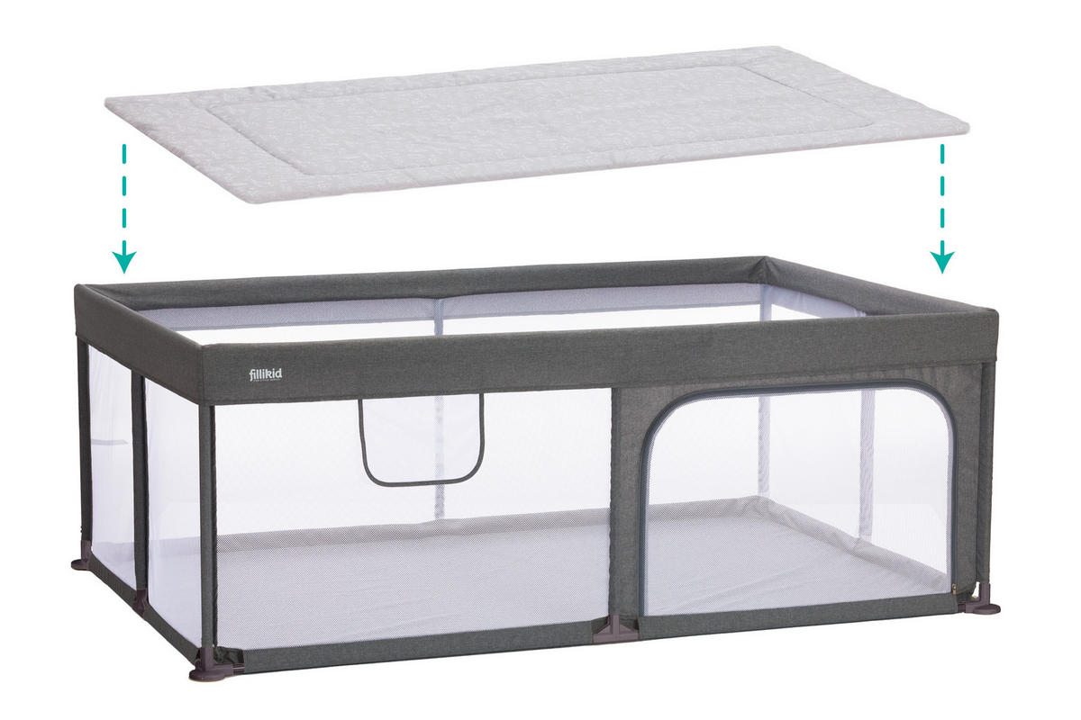 LAUFGITTEREINLAGE Rio XL 120/180 cm  - Hellgrau, Basics, Textil (120/180cm) - Fillikid