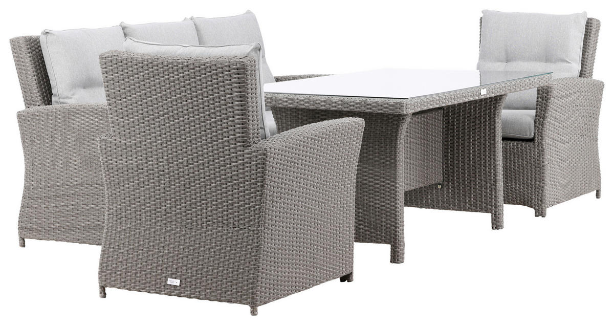 LOUNGESET 2 delar  - grå, Klassisk, glas/plast - Gardenson