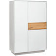 HIGHBOARD Weiß, Eichefarben  101/150/42 cm  - Eichefarben/Weiß, Design, Glas/Holz (101/150/42cm) - Novel