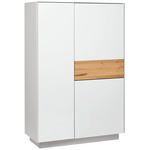 HIGHBOARD Weiß, Eichefarben  101/150/42 cm  - Eichefarben/Weiß, Design, Glas/Holz (101/150/42cm) - Novel