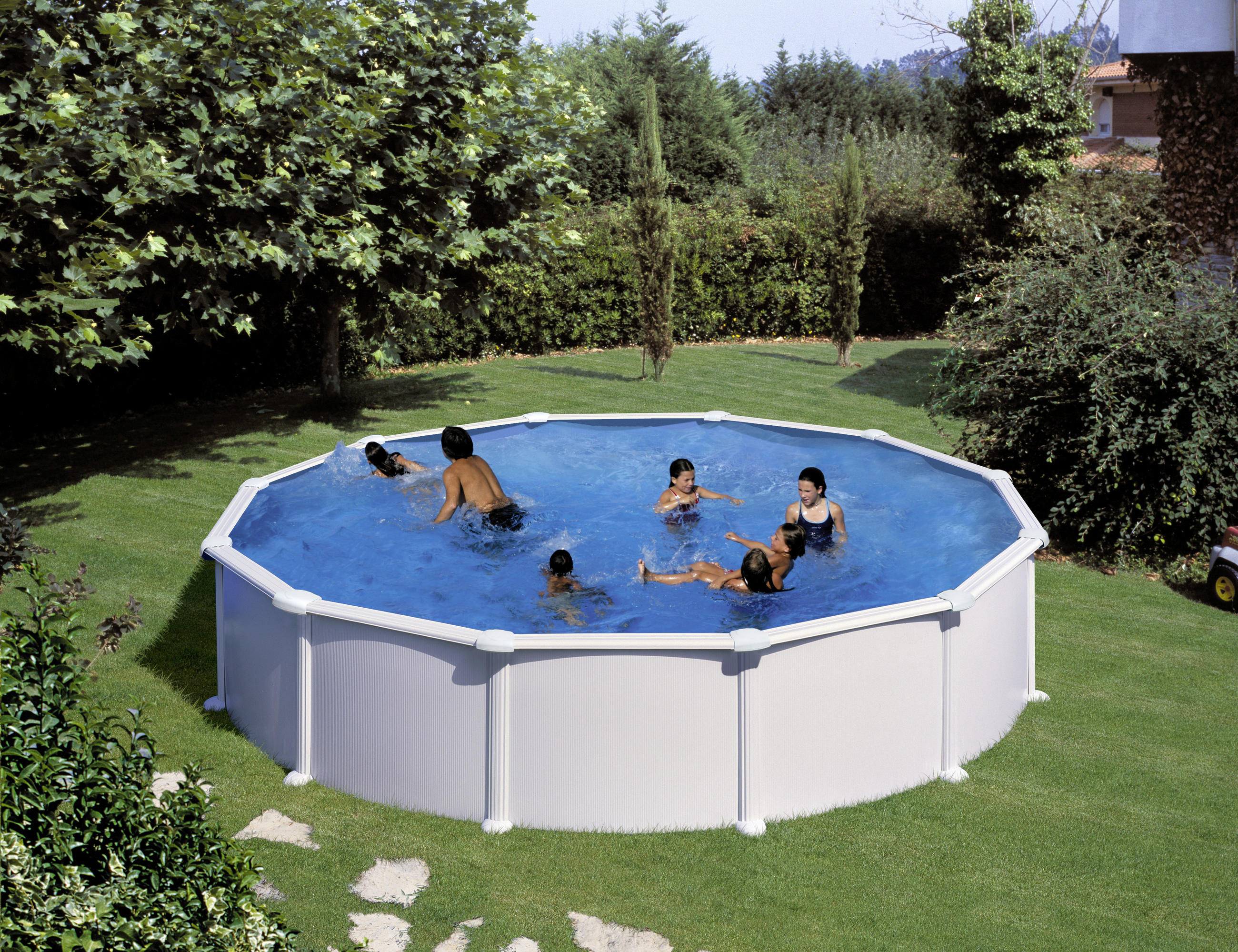 POOL-SET KITPR558 570/132 cm  - Weiß, KONVENTIONELL, Metall (570/132cm) - Gre