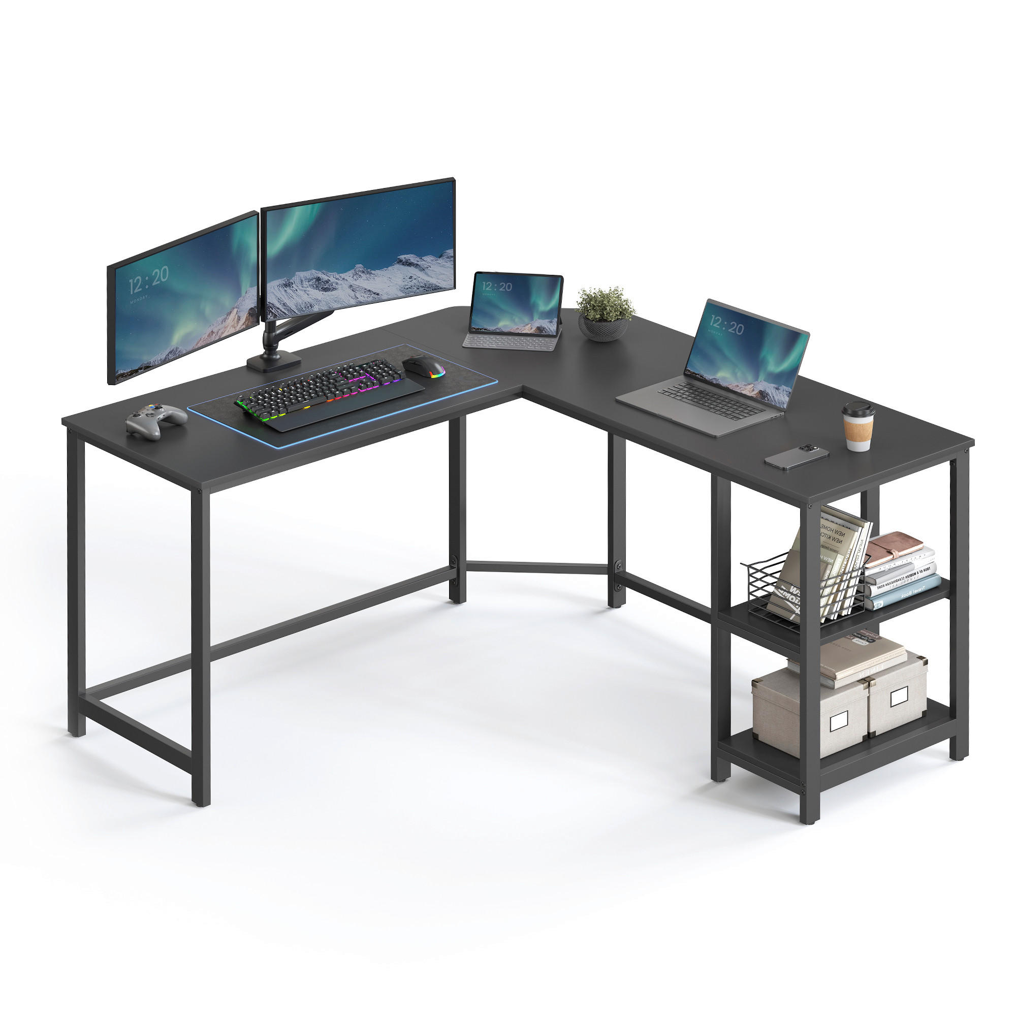 Boxxx Eckschreibtisch Schwarz 138x76x138 cm
