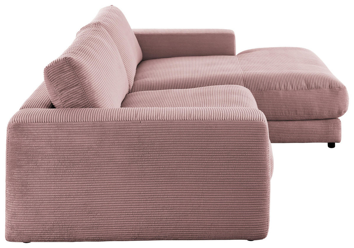 ECKSOFA in Cord Rosa  - Schwarz/Rosa, Design, Kunststoff/Textil (270/190cm) - Lomoco