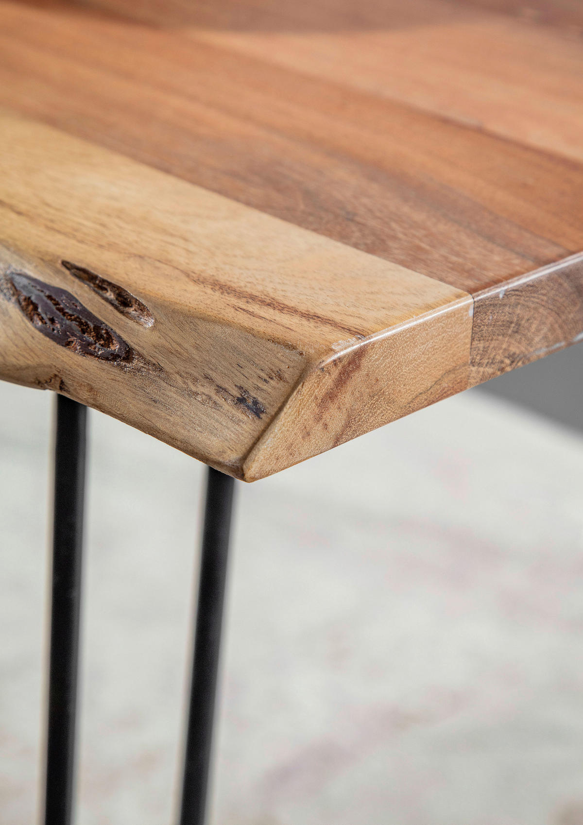 ESSTISCH in Holz, Metall 160/90/76 cm  - Schwarz/Akaziefarben, Design, Holz/Metall (160/90/76cm) - Landscape