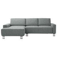 ECKSOFA  in Mikrovelours Graugrün  160/248 cm  - Alufarben/Graugrün, Design, Textil/Metall (160/248cm) - Sedda