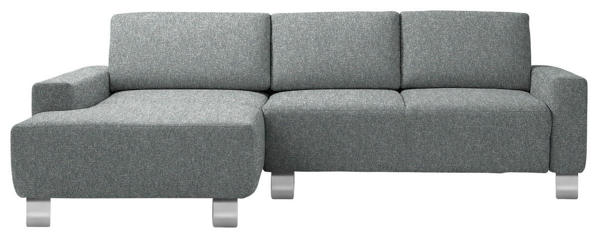 ECKSOFA  in Mikrovelours Graugrün  160/248 cm  - Alufarben/Graugrün, Design, Textil/Metall (160/248cm) - Sedda