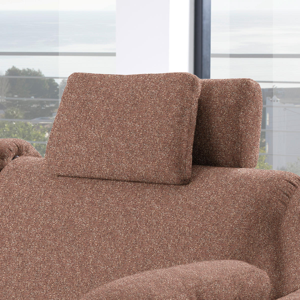 ECKSOFA  in Mikrovelours Terracotta  203/261 cm  - Eichefarben/Terracotta, KONVENTIONELL, Holz/Textil (203/261cm) - Sedda