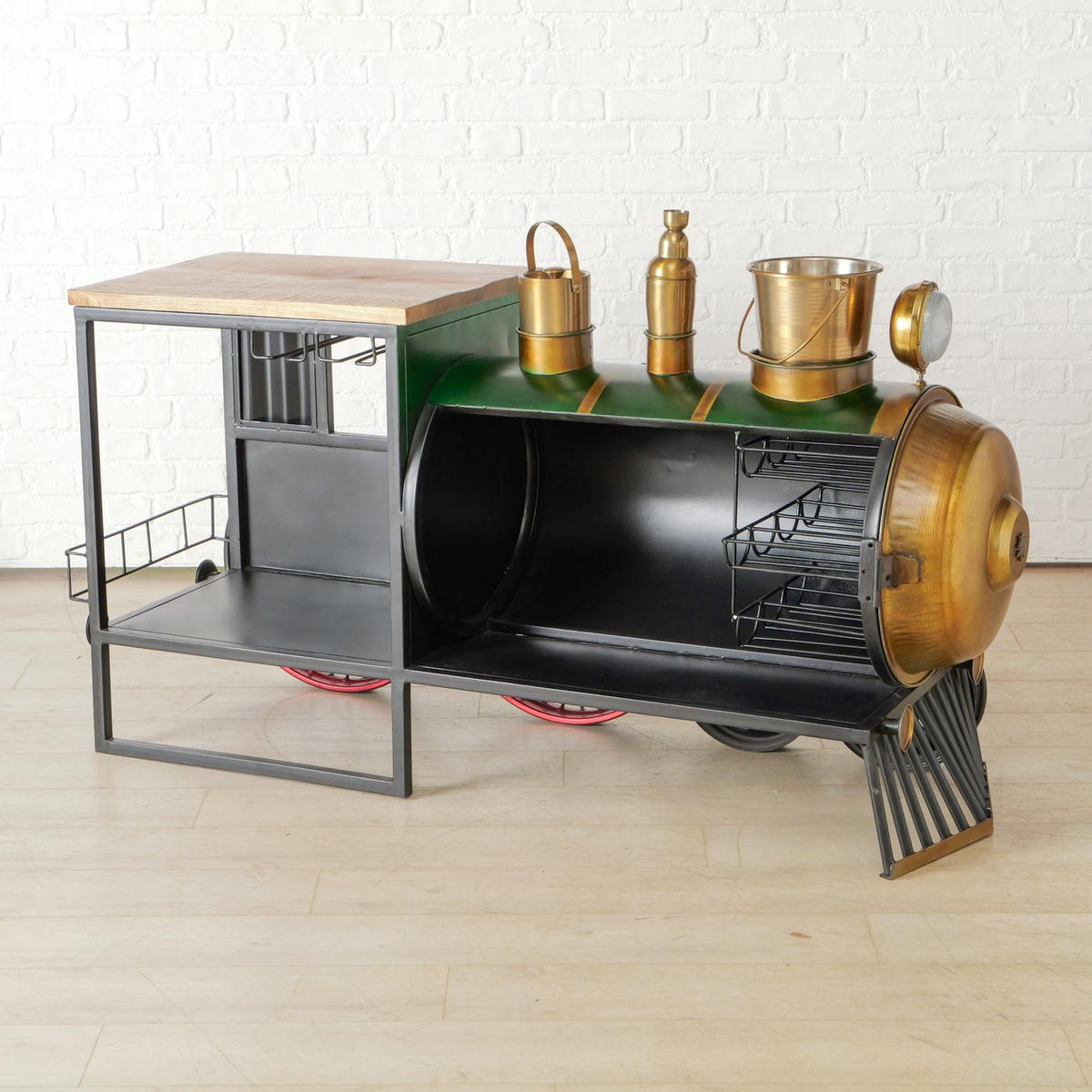 BAR SET in  - Rot/Goldfarben, LIFESTYLE, Holz/Metall (165/55/100cm)