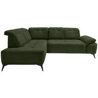 ECKSOFA  Cord Dunkelgrün  - Dunkelgrün/Schwarz, Modern, Textil/Metall (200/272cm) - Livetastic