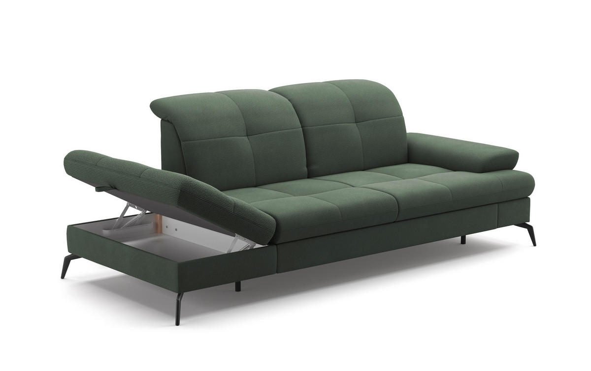 RÉCAMIERE Grün Flachgewebe  - Schwarz/Grün, KONVENTIONELL, Textil/Metall (231/90/122cm) - Sit & More
