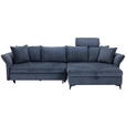 ECKSOFA Blau Chenille  - Blau/Schwarz, KONVENTIONELL, Textil/Metall (291/153cm) - Hom`in