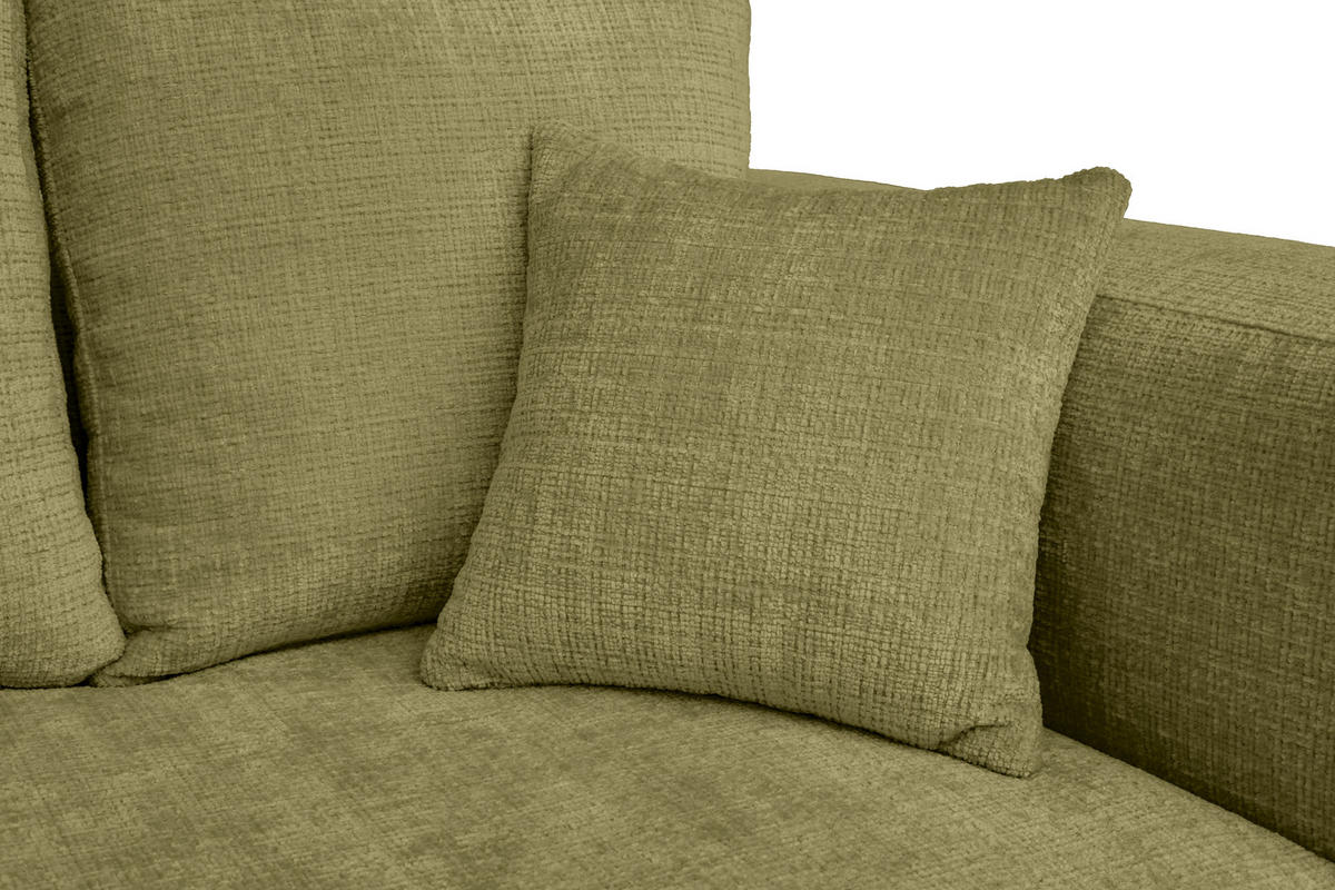 ECKSOFA Olivgrün Chenille Zierkissen, Rückenkissen, Rücken echt  - Schwarz/Olivgrün, MODERN, Kunststoff/Textil (188/276cm) - Milino