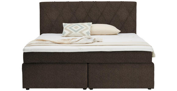 BOXSPRINGBETT 180/200 cm in Dunkelbraun - Dunkelbraun/Schwarz, Design, Kunststoff/Textil (180/200cm) - Xora