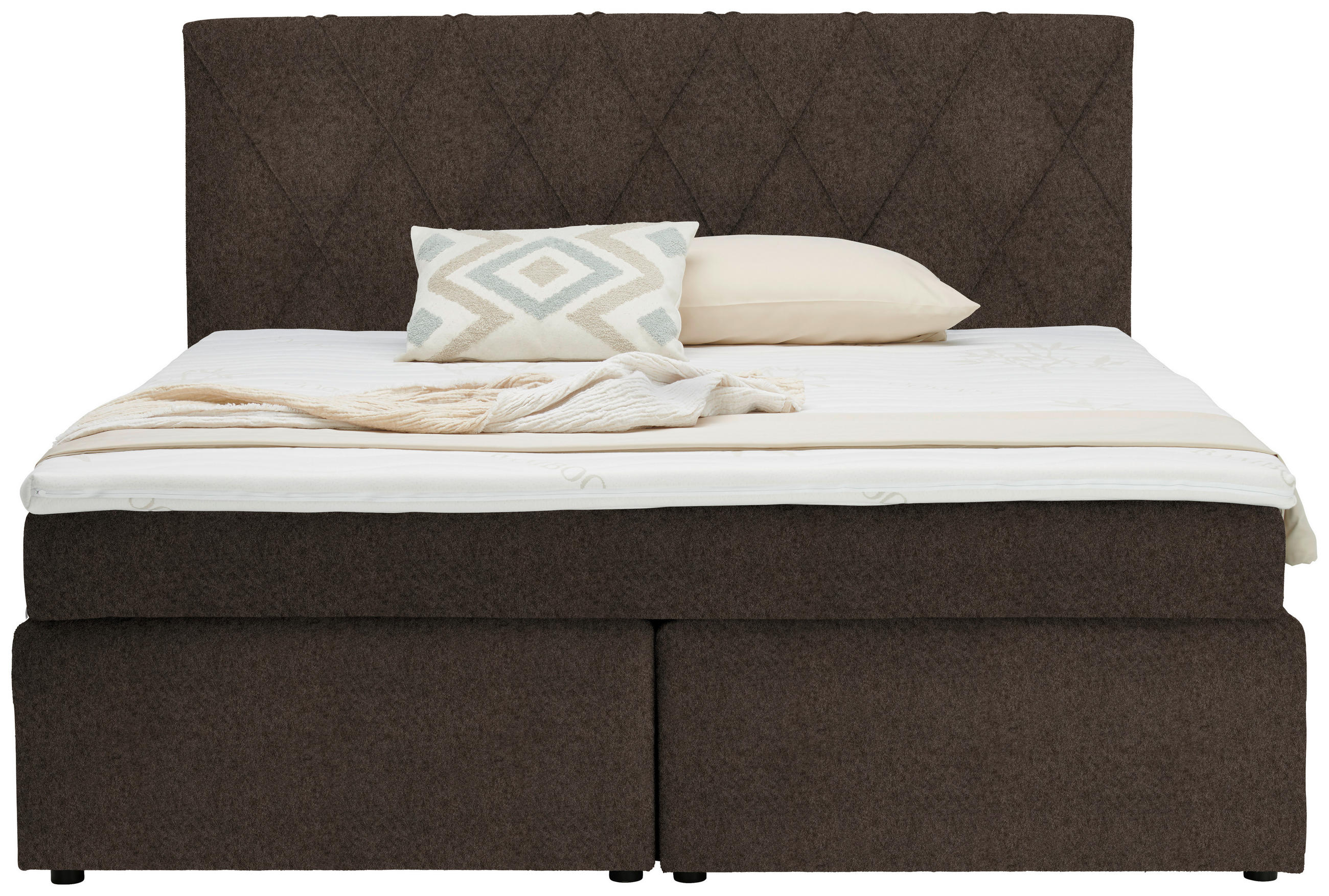BOXSPRINGBETT 180/200 cm  in Dunkelbraun  - Dunkelbraun/Schwarz, Design, Kunststoff/Textil (180/200cm) - Xora