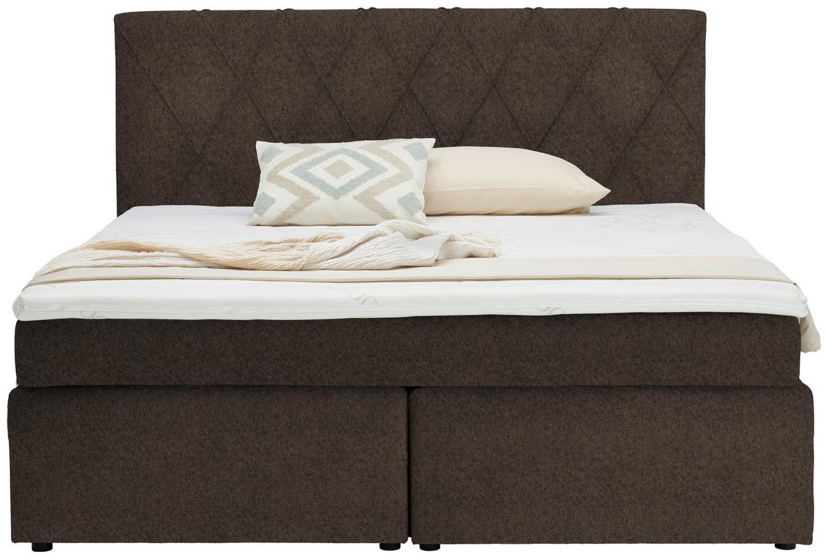 BOXSPRINGBETT 180/200 cm  in Dunkelbraun  - Dunkelbraun/Schwarz, Design, Kunststoff/Textil (180/200cm) - Xora