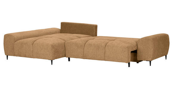 ECKSOFA in Flachgewebe Cognac  - Cognac/Schwarz, KONVENTIONELL, Textil/Metall (180/295cm) - Carryhome