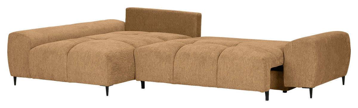 ECKSOFA Cognac Flachgewebe  - Cognac/Schwarz, KONVENTIONELL, Textil/Metall (180/295cm) - Carryhome