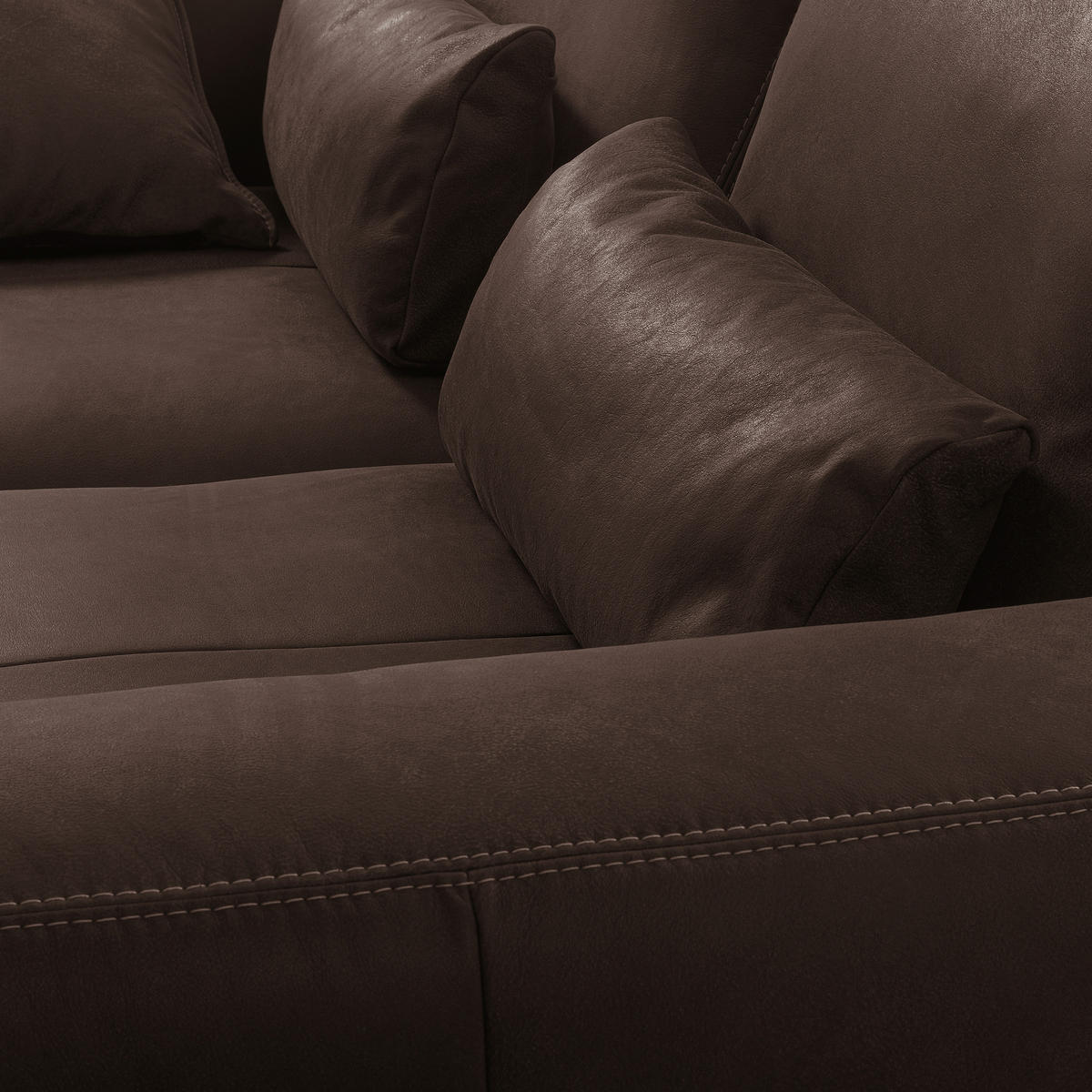 2-SITZER-SOFA  in Echtleder Dunkelbraun   - Dunkelbraun/Beige, Design, Leder/Kunststoff (240/85/123cm) - Livetastic