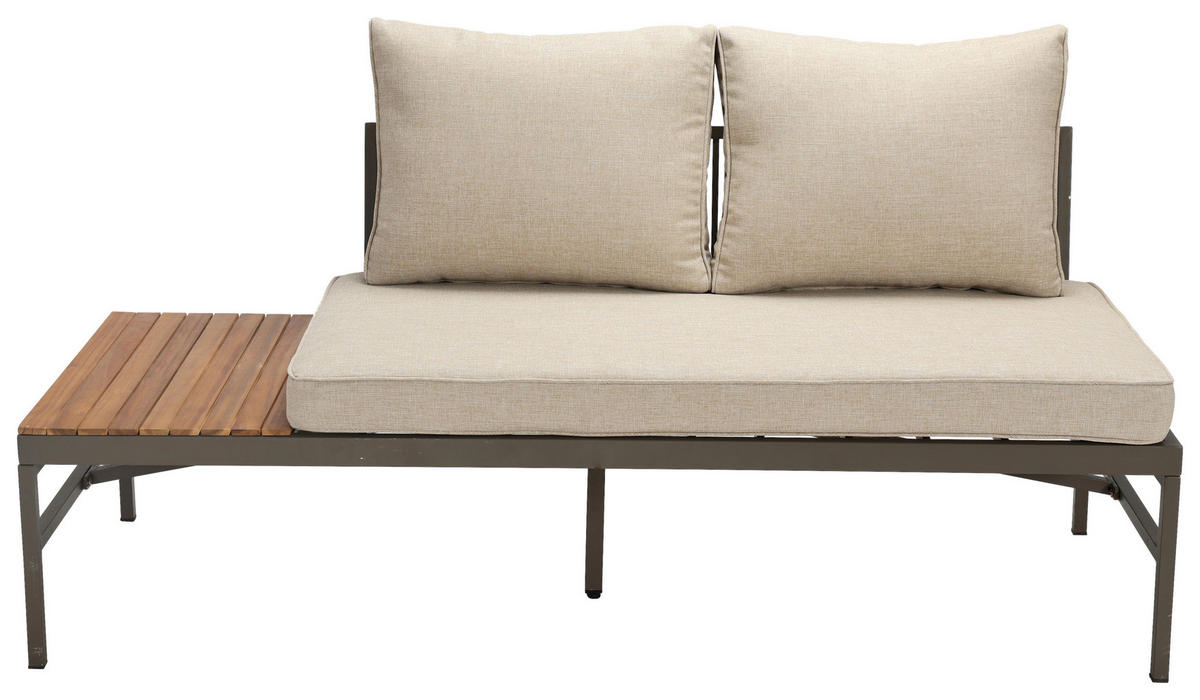 LOUNGEGARNITUR   57/35/57 cm Akazie vollmassiv Aluminium  - Beige/Beigebraun, MODERN, Holz/Textil (57/35/57cm) - Ambia Garden