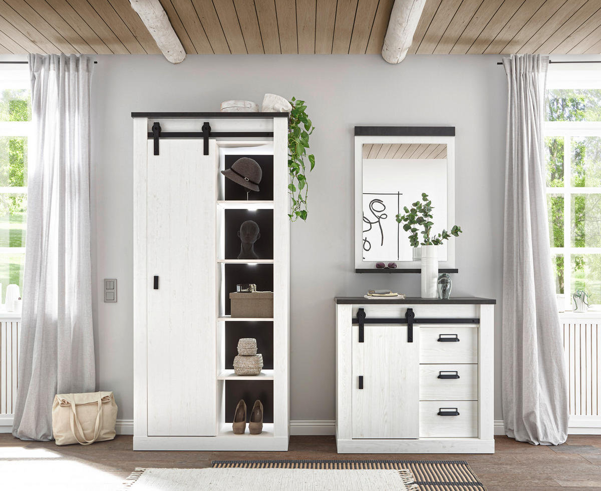 GARDEROBENSCHRANK  in 93/201/38 cm  - Anthrazit/Schwarz, Design, Holzwerkstoff/Metall (93/201/38cm) - Modante