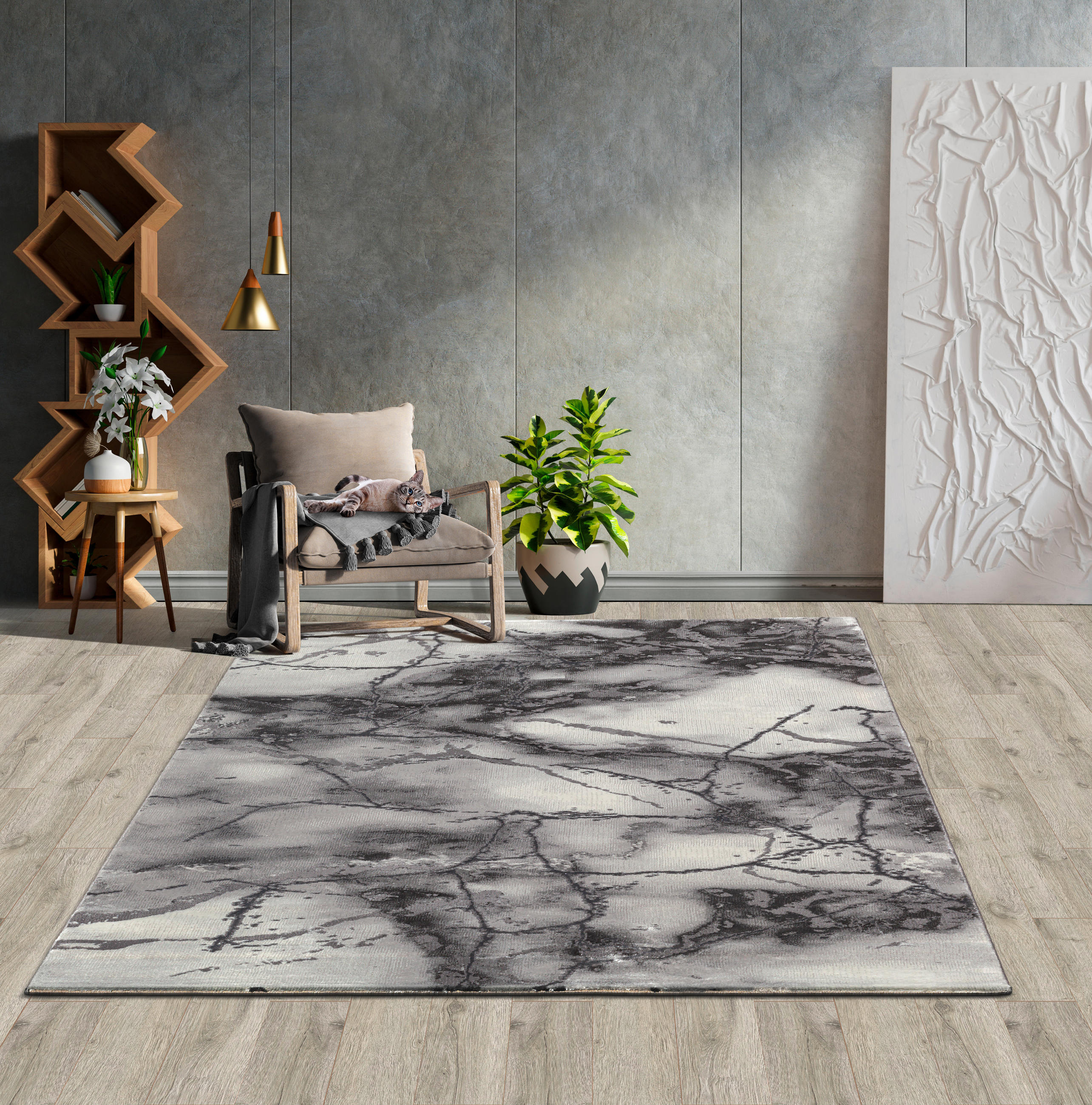 Thumbnail - Webteppich Craft, Grau, Textil, Struktur, rechteckig, 160x230 cm, Bsci, für Fußbodenheizung geeignet, Teppiche & Böden, ...