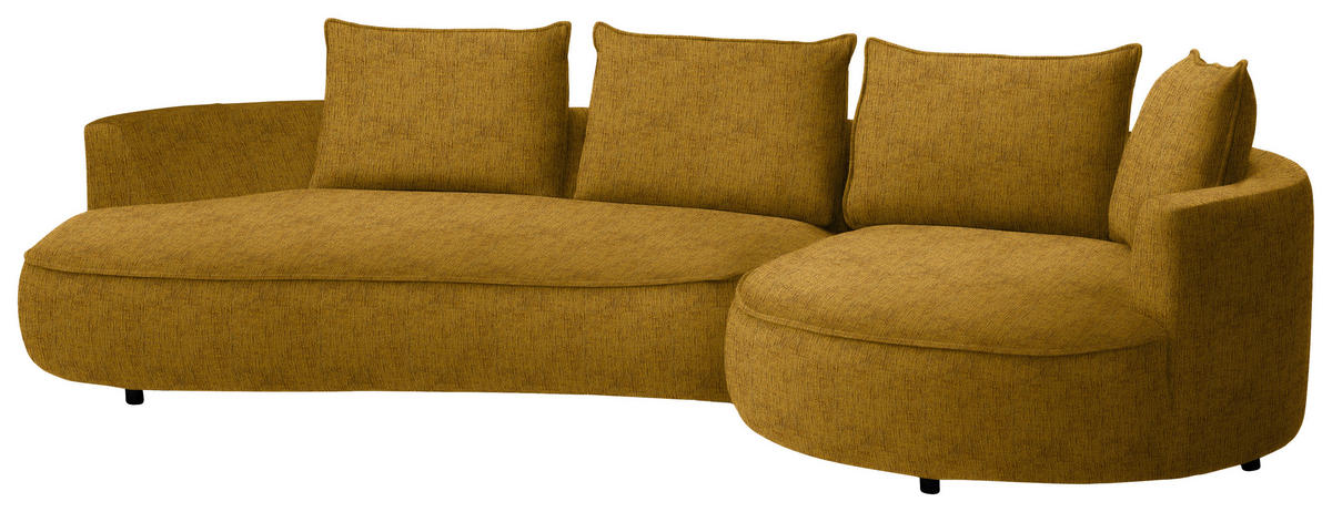 BIGSOFA in Chenille Currygelb  - Currygelb/Schwarz, Design, Kunststoff/Textil (322/82/154cm) - home24