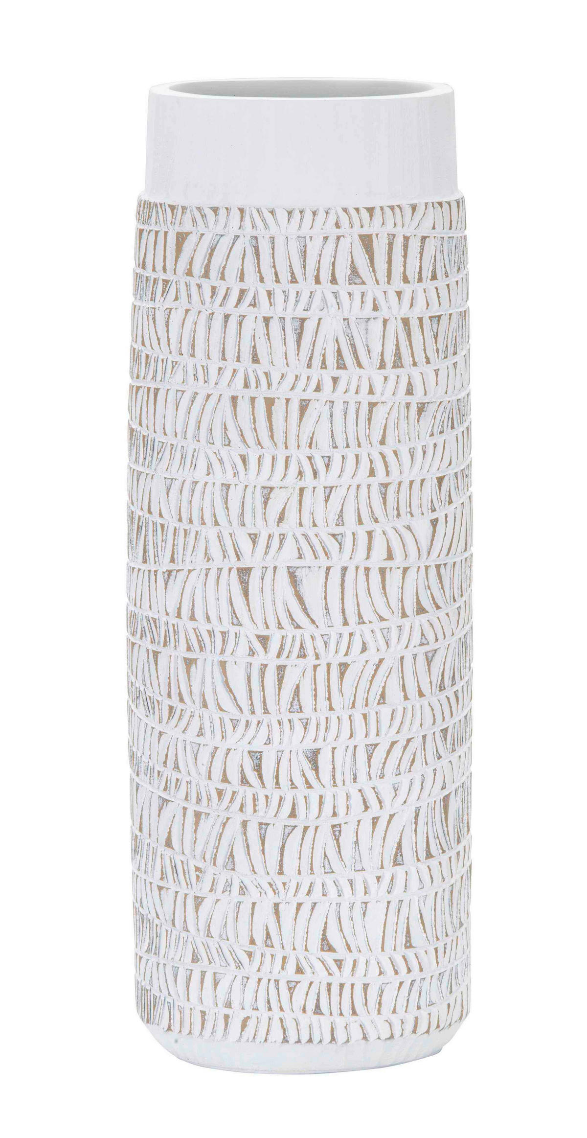 Vase Polyresin Nairobi Oval  - Weiß, Basics, Kunststoff (19/50/12cm)