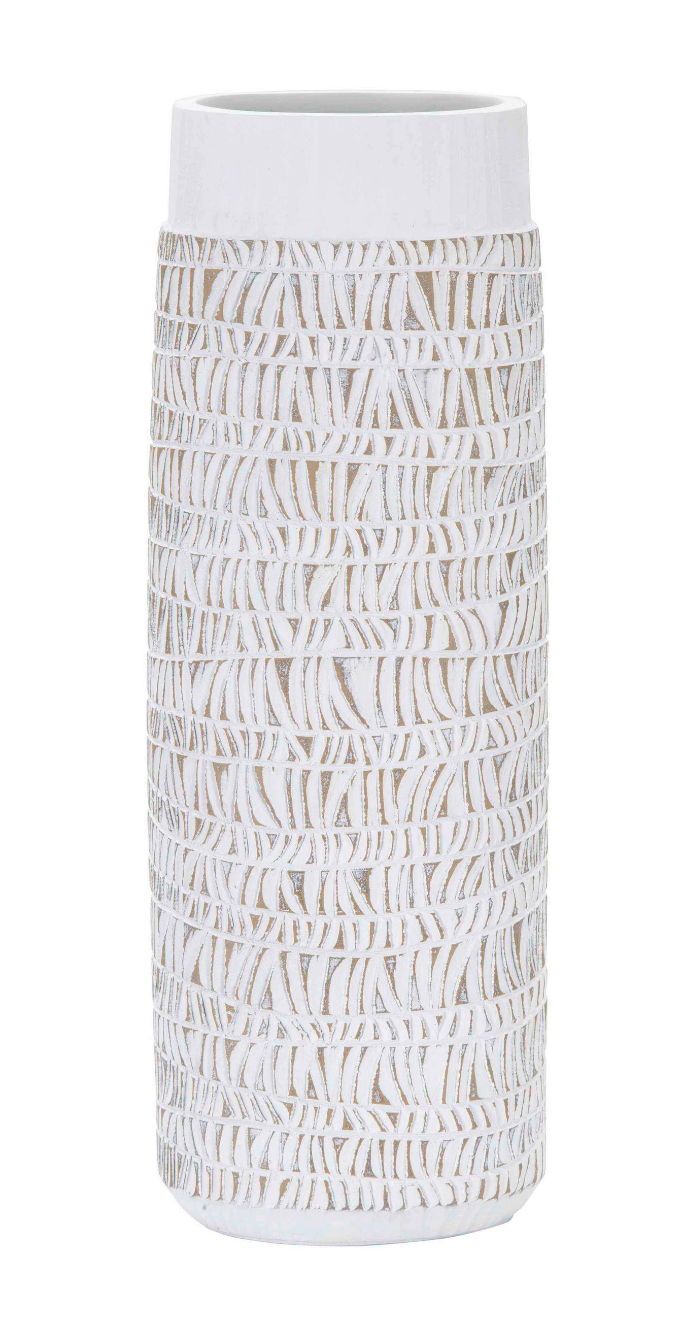 Vase Polyresin Nairobi Oval Weiß B: 19 Cm