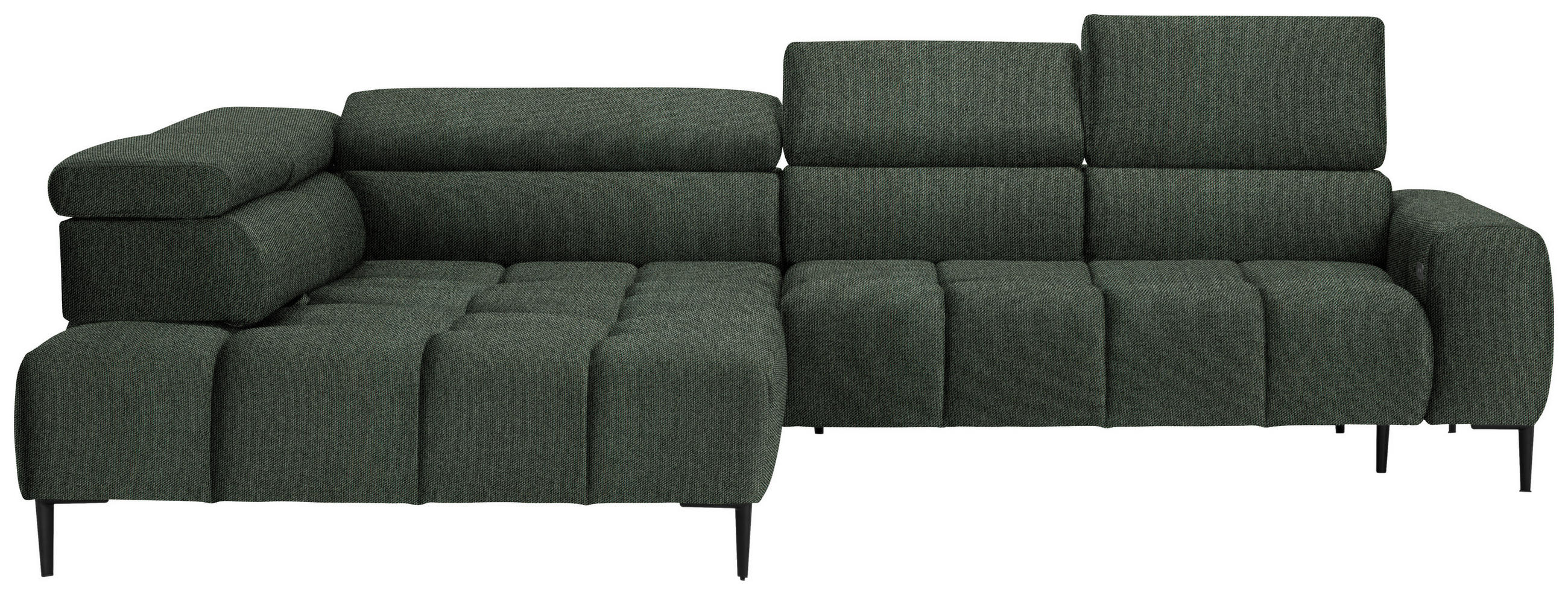 ECKSOFA Dunkelgrün Webstoff  - Dunkelgrün/Schwarz, Design, Textil/Metall (216/300cm) - Welnova