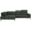 ECKSOFA Dunkelgrün Webstoff  - Dunkelgrün/Schwarz, Design, Textil/Metall (216/300cm) - Welnova