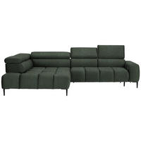 ECKSOFA in Webstoff Dunkelgrün  - Dunkelgrün/Schwarz, Design, Textil/Metall (216/300cm) - Welnova