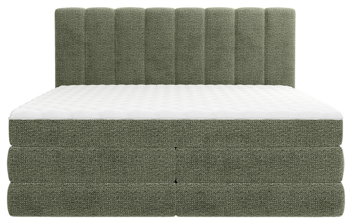 BOXSPRINGBETT 140/200 cm,  in Dunkelgrün, Bettkasten, Matratzen, H2 + H3 = mittel + fest  - Dunkelgrün/Schwarz, KONVENTIONELL, Kunststoff/Textil (140/200cm) - Carryhome