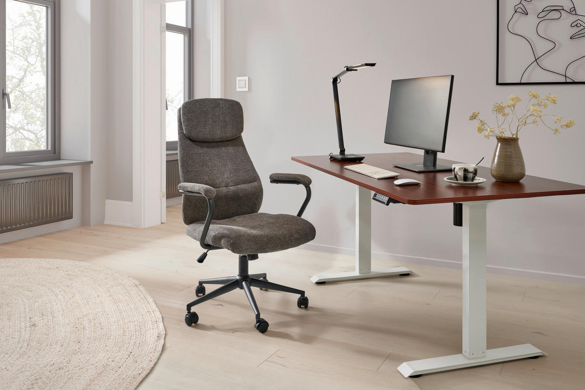 CHEFSESSEL Webstoff Schwarz, Taupe  - Taupe/Schwarz, MODERN, Kunststoff/Textil (60/108-116/67cm) - MID.YOU