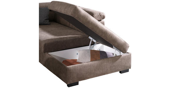 ECKSOFA Taupe Lederlook  - Taupe/Schwarz, Design, Kunststoff/Textil (263/230cm) - Hom`in