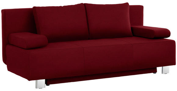 SCHLAFSOFA  in Webstoff Dunkelrot  - Chromfarben/Dunkelrot, Design, Textil/Metall (197/88/89cm) - Xora