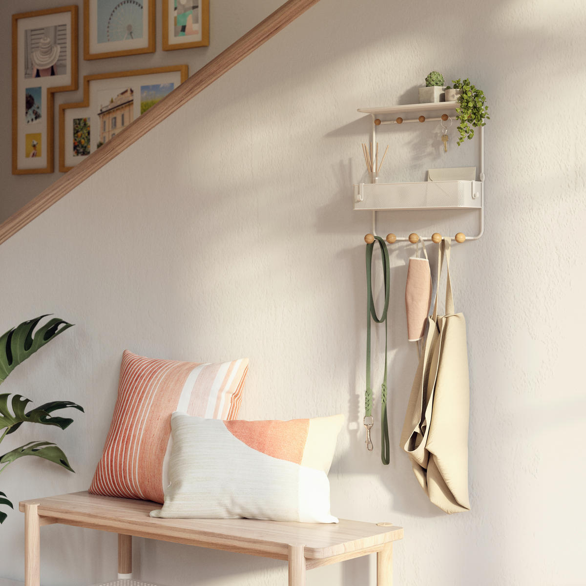 NÁSTENNÝ VEŠIAK, 31/32/10 cm - biela, Basics, kov (31/32/10cm) - Umbra