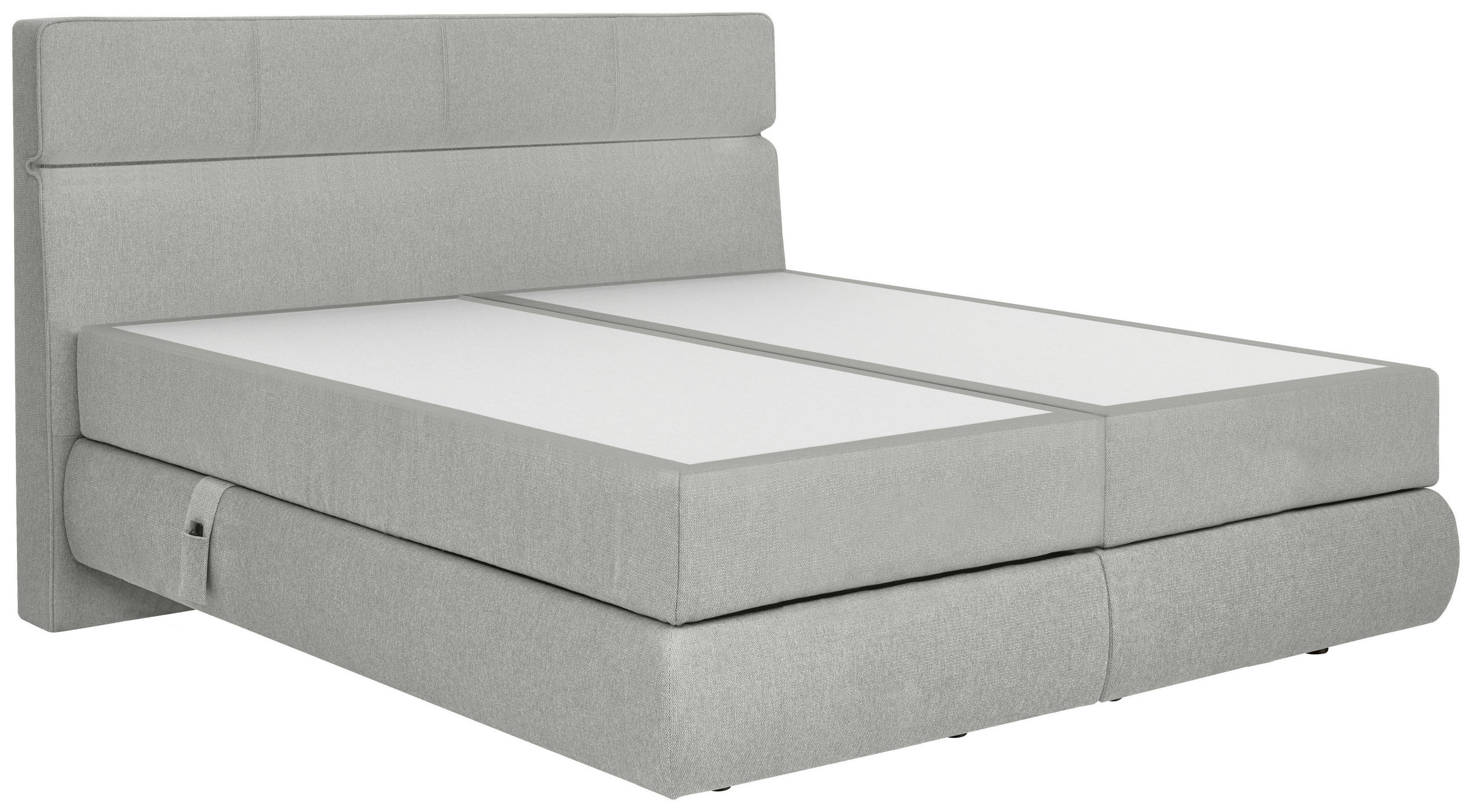 BOXSPRINGBETT 180/200 cm,  in Hellgrau, motorische Verstellbarkeit, Matratzen, unterschiedliche Matratzenhärtegrade je Bettseite, H2 + H3 = mittel + fest  - Hellgrau/Schwarz, Design, Kunststoff/Textil (180/200cm) - Dieter Knoll