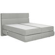 BOXSPRINGBETT 180/200 cm,  in Hellgrau, motorische Verstellbarkeit, Matratzen, unterschiedliche Matratzenhärtegrade je Bettseite, H2 + H3 = mittel + fest  - Hellgrau/Schwarz, Design, Kunststoff/Textil (180/200cm) - Dieter Knoll