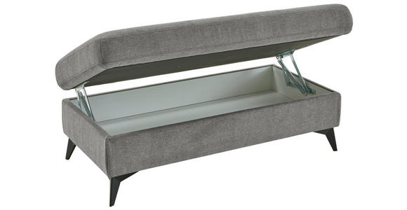 HOCKER Chenille, Flachgewebe Dunkelgrau  - Dunkelgrau/Schwarz, Design, Textil/Metall (131/45/83cm) - Dieter Knoll