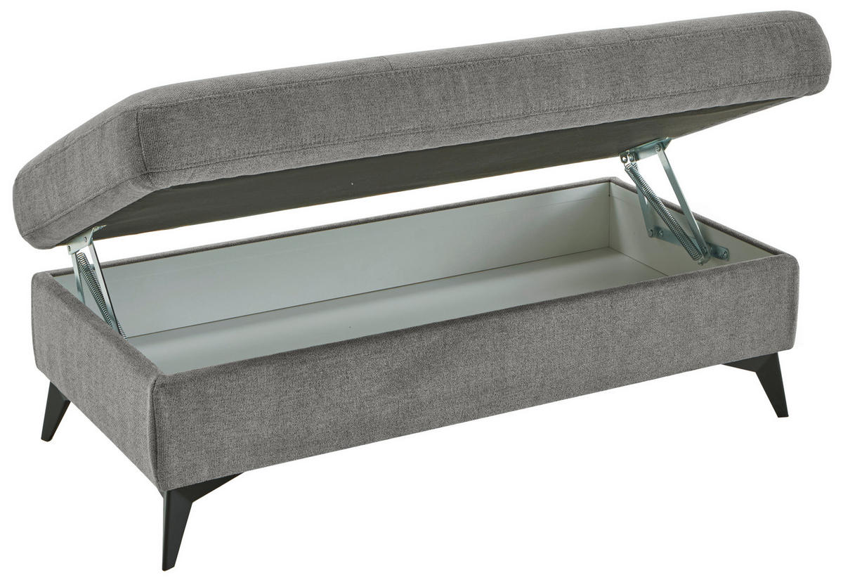 HOCKER Chenille, Flachgewebe Dunkelgrau  - Dunkelgrau/Schwarz, Design, Textil/Metall (131/45/83cm) - Dieter Knoll