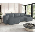 WOHNLANDSCHAFT Grau Cord  - Schwarz/Grau, MODERN, Kunststoff/Textil (153/350/153cm) - Xora