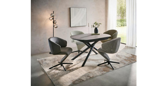 ARMLEHNSTUHL  in Eisen Echtleder pigmentiert  - Schwarz/Olivgrün, Design, Leder/Metall (62/82/62cm) - Moderano