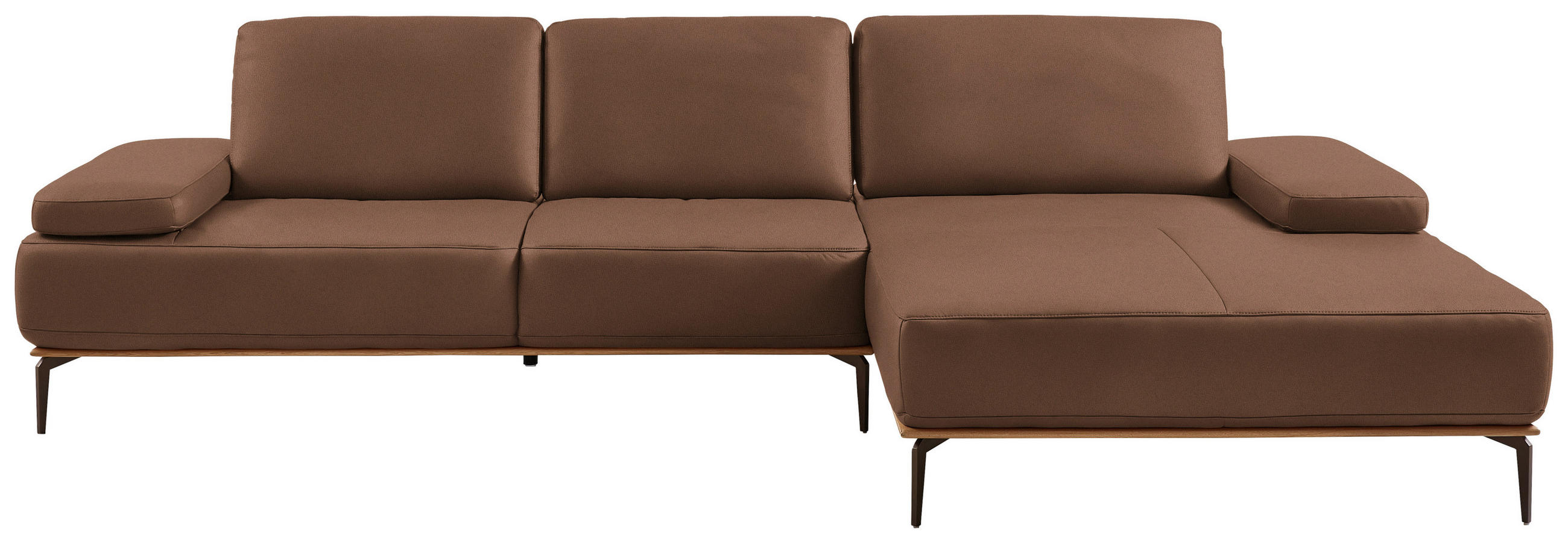 ECKSOFA in Echtleder Braun  314/176 cm  - Bronzefarben/Braun, Design, Leder/Holz (314/176cm) - Valnatura