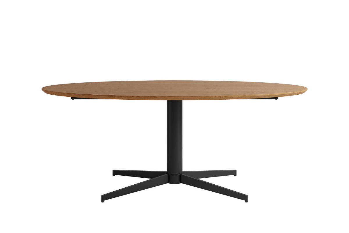 ESSTISCH 200/100/76 cm Echtholz  Metall, Holzwerkstoff in verschiedenen Größen erhältlich oval Eichefarben  - Eichefarben/Schwarz, MODERN, Holzwerkstoff/Metall (200/100/76cm) - Schöner Wohnen