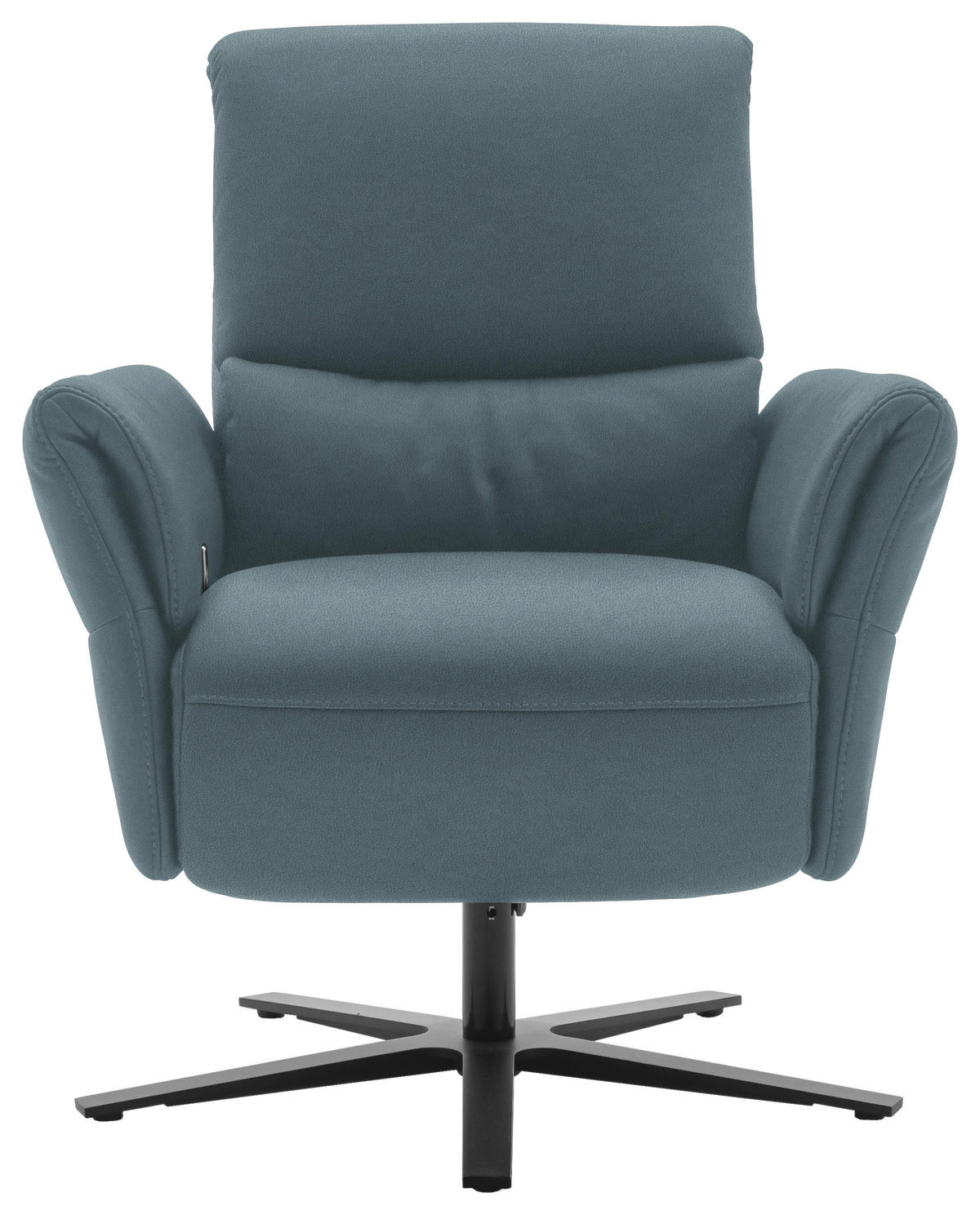 RELAXSESSEL Echtleder Relaxfunktion, Kopfteilverstellung, Nackenkissen    - Blaugrau/Schwarz, Design, Leder/Metall (81/118/82cm) - Schöner Wohnen