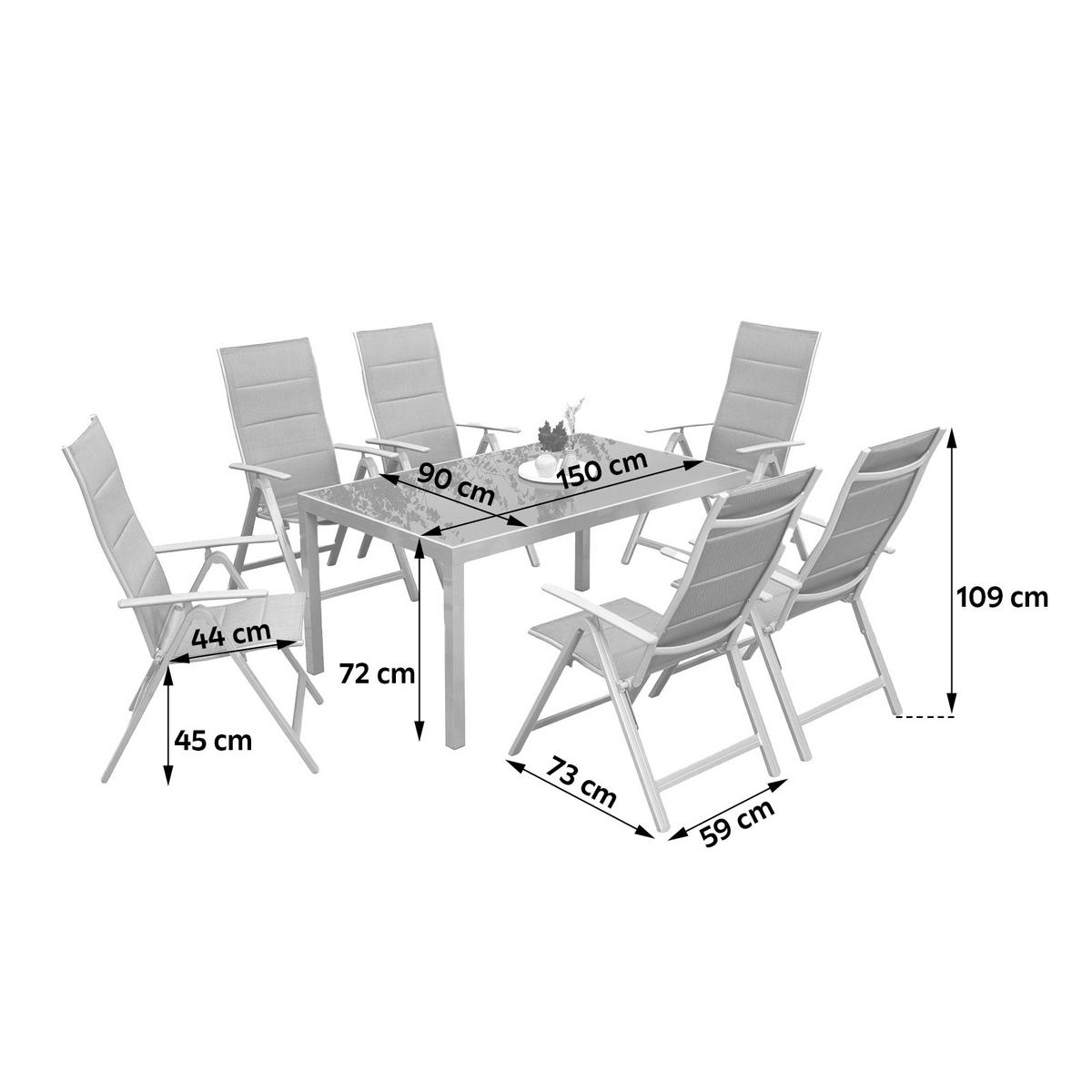 GARTENTISCHGRUPPE  - Silberfarben/Braun, ROMANTIK / LANDHAUS, Glas/Textil - Gardenson
