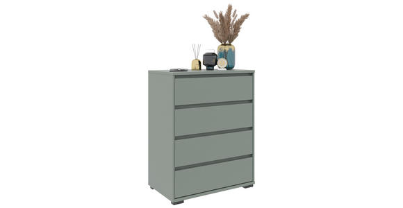 KOMMODE Line in 80/103/48 cm - Schwarz/Grün, Design, Holzwerkstoff/Kunststoff (80/103/48cm) - Carryhome