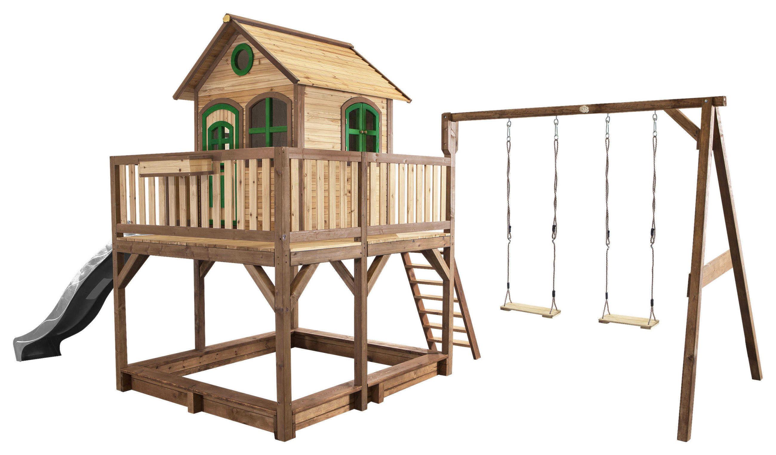 SPIELTURM 613/291/277 cm  - Braun/Grau, Konventionell, Holz (613/291/277cm)